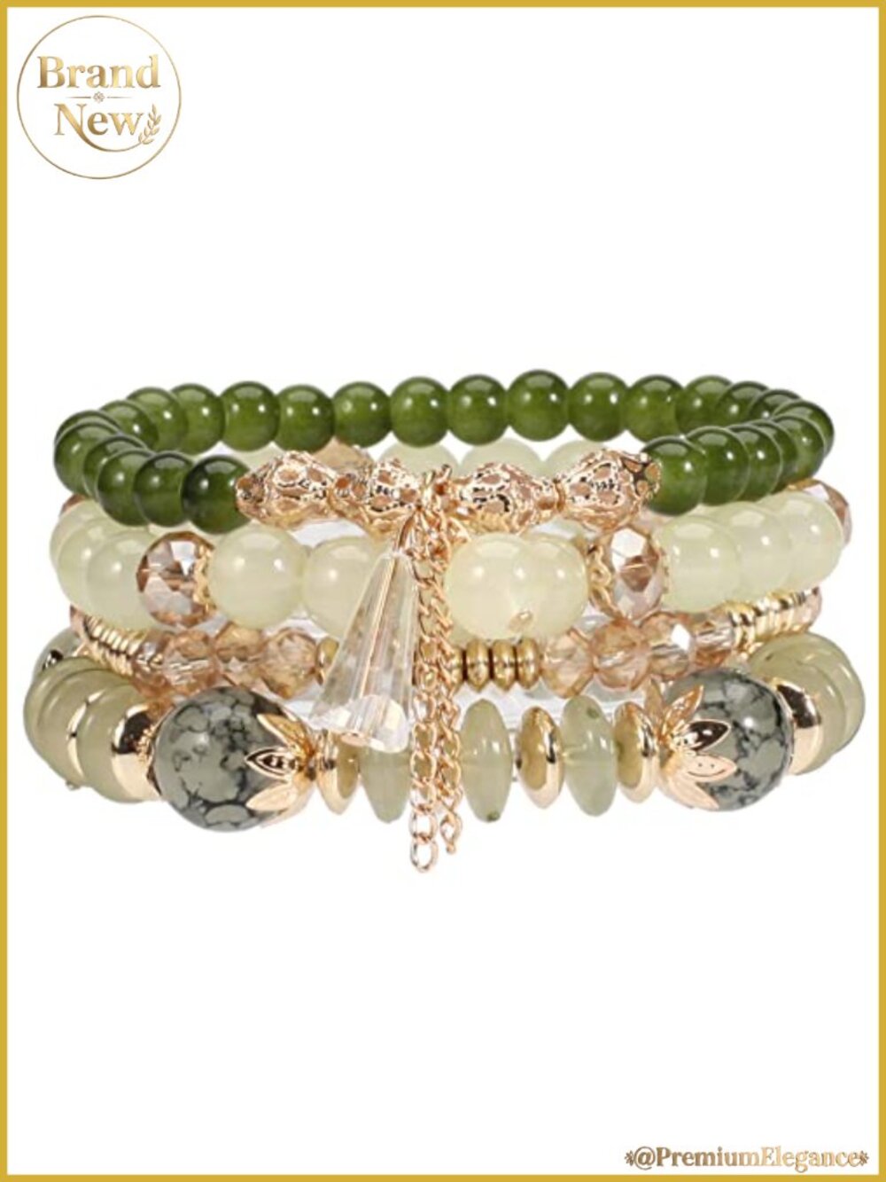 Bohemian Stackable Beaded Bracelets Set Gold Plated Glass Stretch Bracelets for